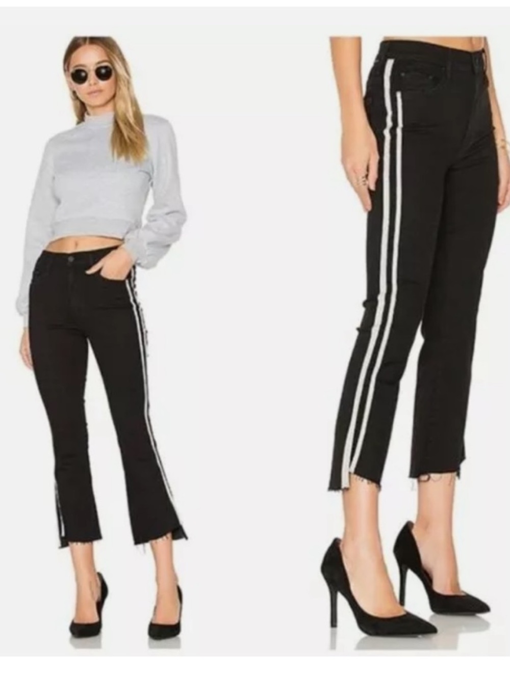Mother Insider Crop Step Fray Jeans in the "Guilty Racer" wash Size 26